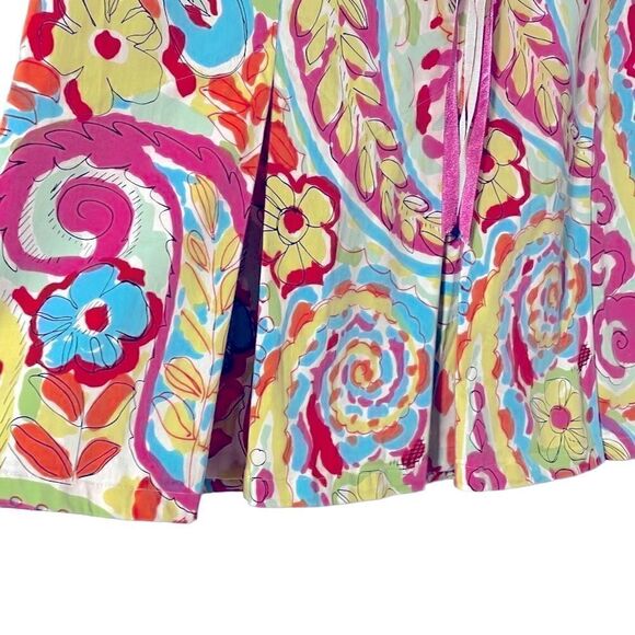 New York City Design Co. mod paisley print flat pleat skirt ribbon trim 14 - Picture 2 of 11